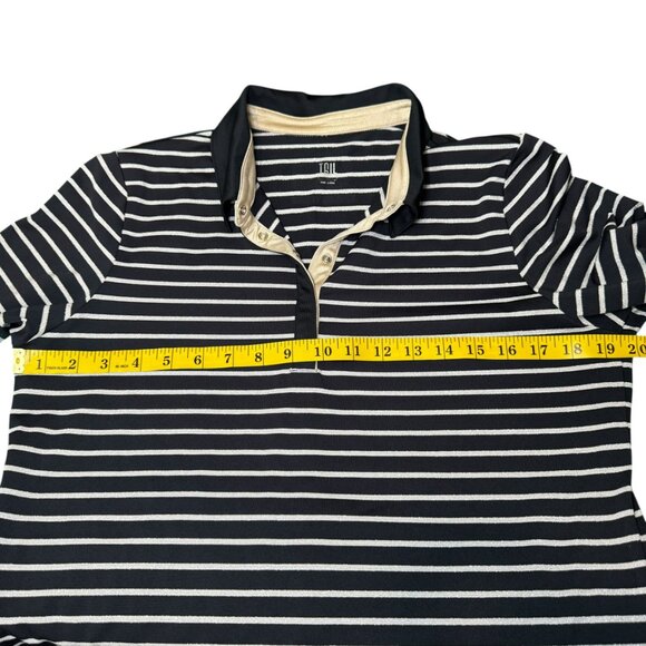 Tail Striped black Polo Shirt with Gold Snap Detail | Size Large - Picture 6 of 6